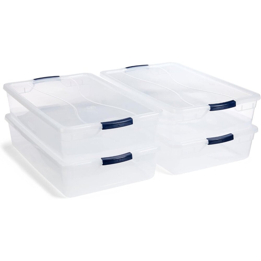4-Pack of 42 Quart Clear Bins with Snap-Tight Lids - Ultimate Storage Solution